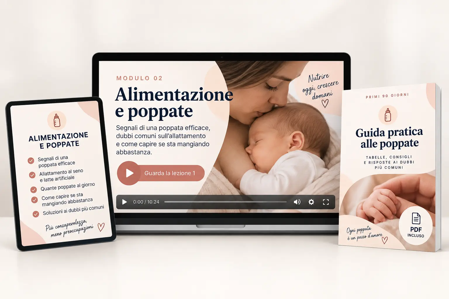 Mockup del corso Alimentazione e poppate