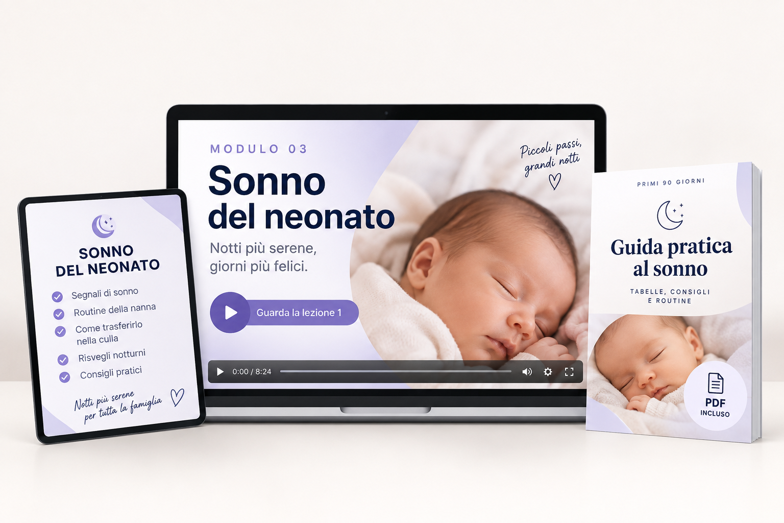Mockup del corso Sonno e prime notti